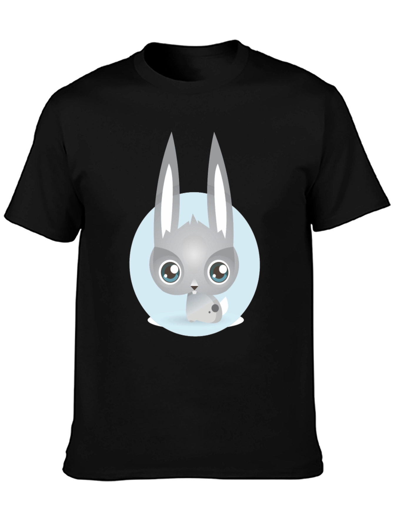 Cute Rabbit Graphic T-Shirt - Casual Black Tee