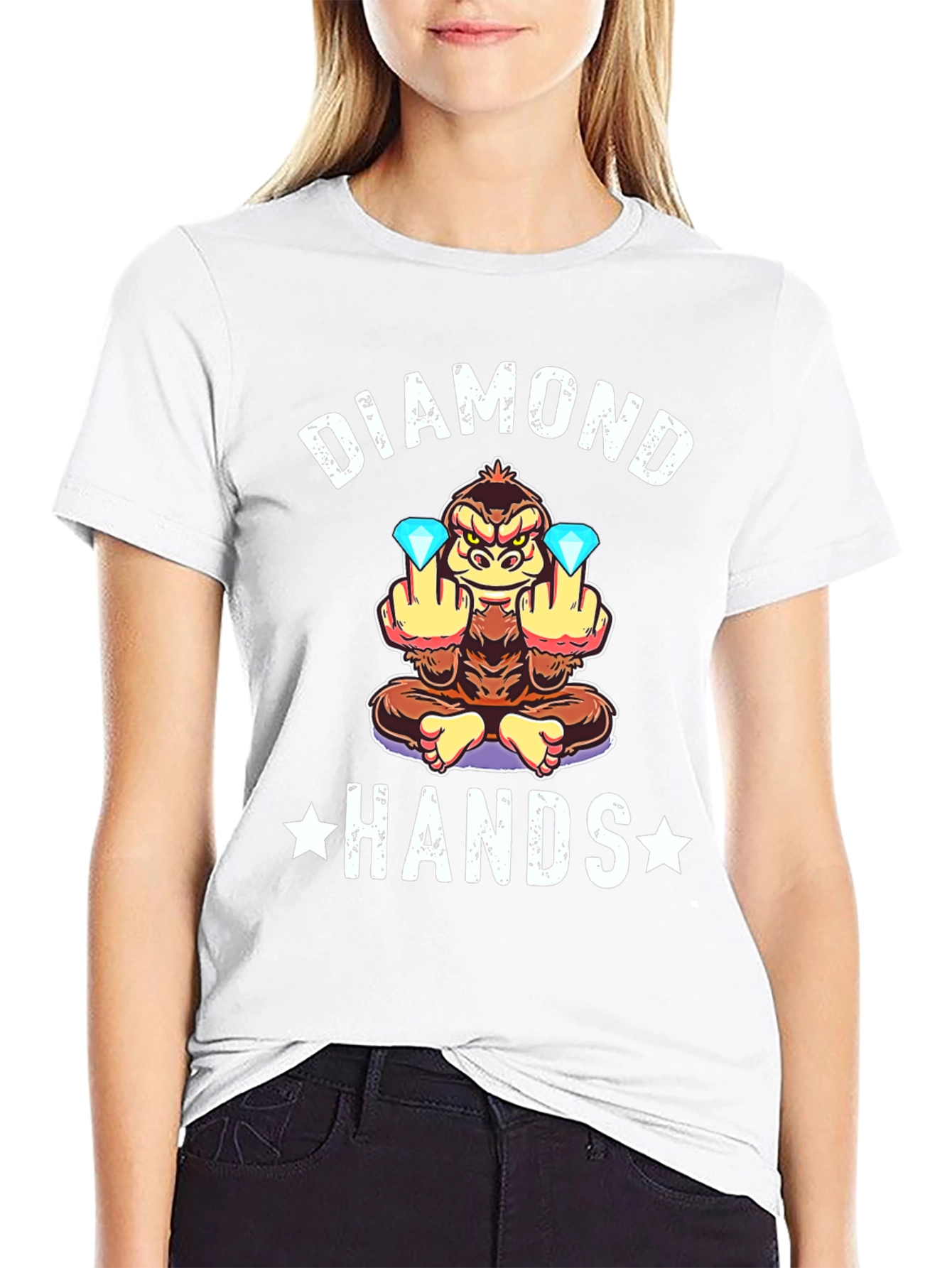 Diamond Hands Monkey Graphic T-Shirt