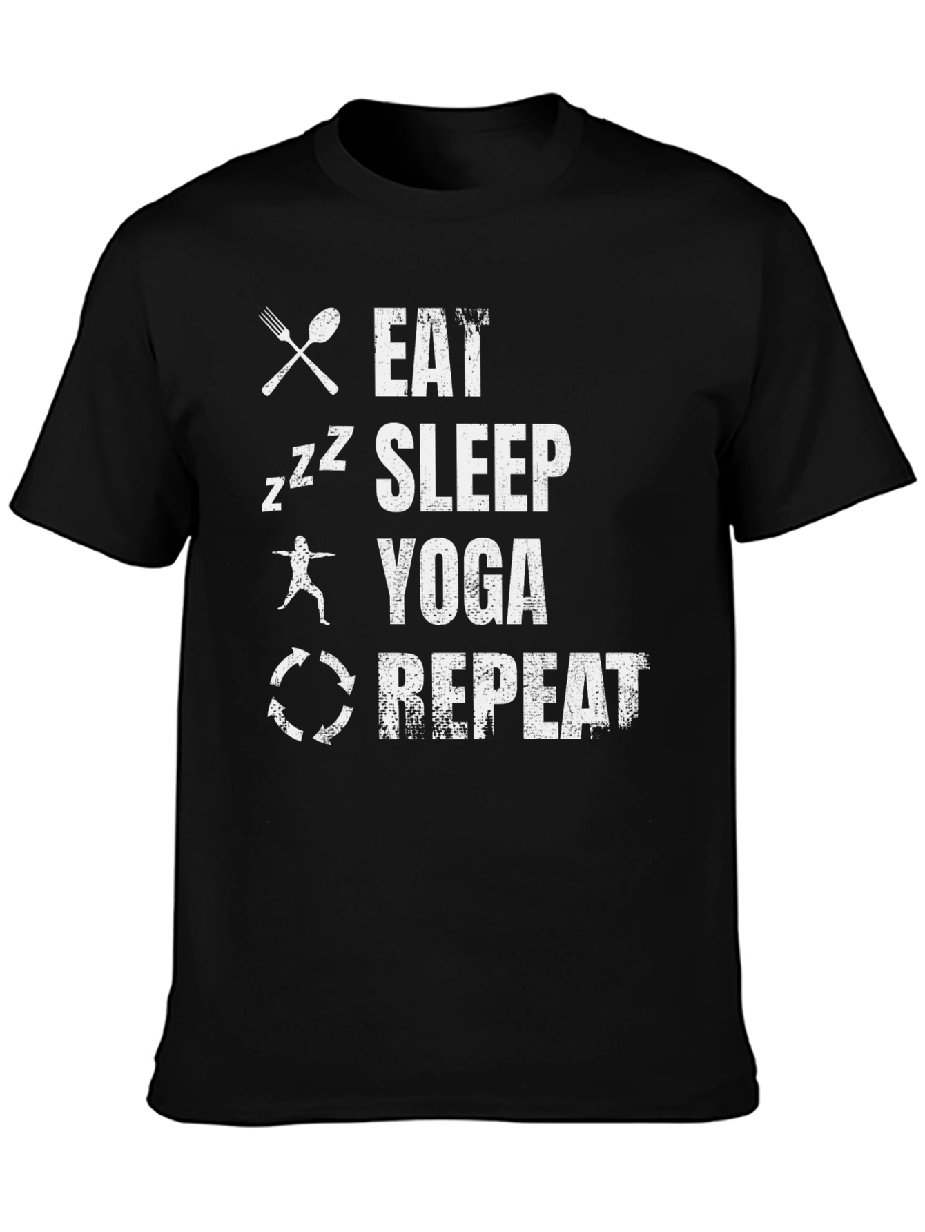 Eat Sleep Yoga Repeat Black Graphic Tee