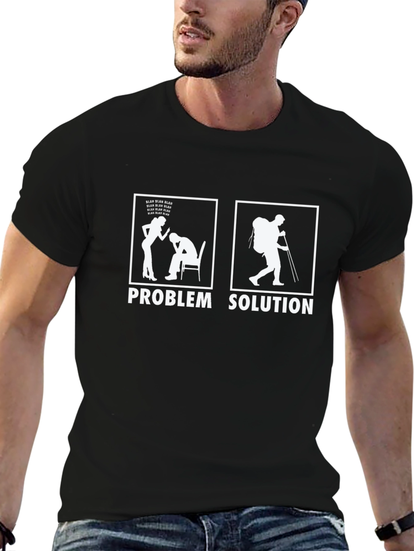 Problem Solution Hiking T-Shirt Funny Outdoor Adventure Tee