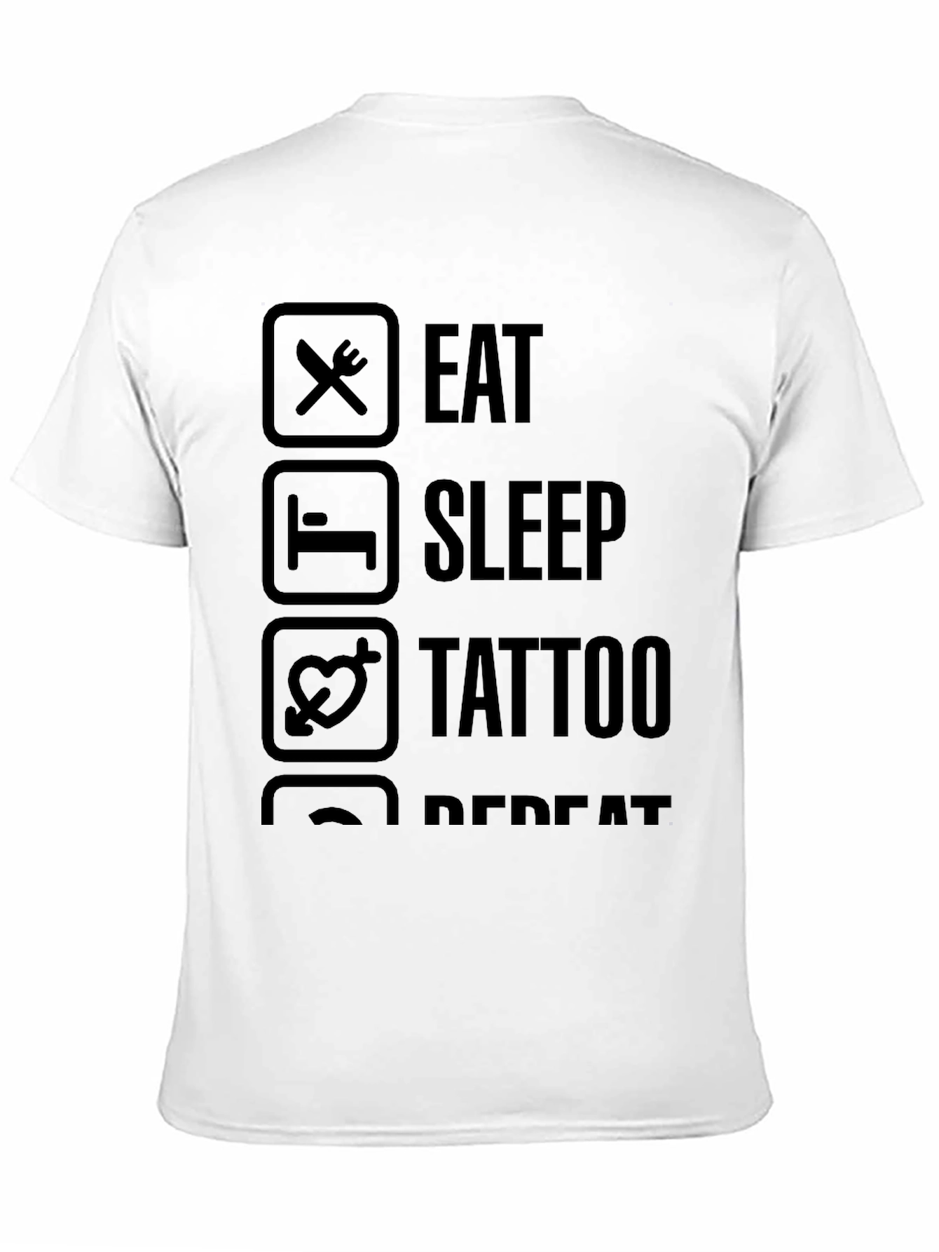 Eat Sleep Tattoo Repeat Black Graphic T-Shirt