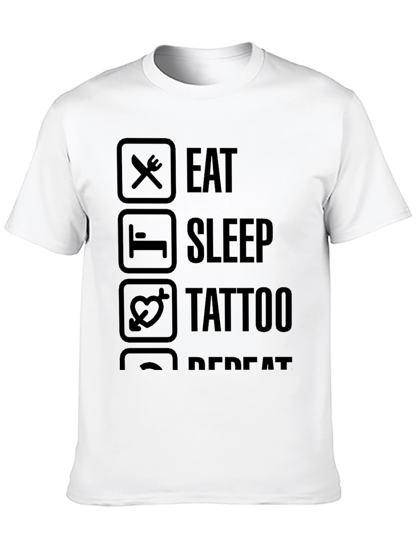 Eat Sleep Tattoo Repeat Black Graphic T-Shirt