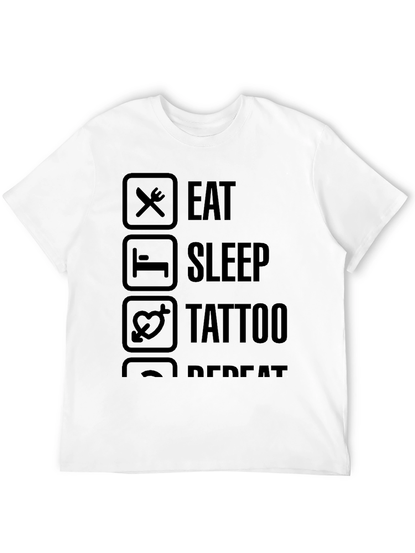 Eat Sleep Tattoo Repeat Black Graphic T-Shirt