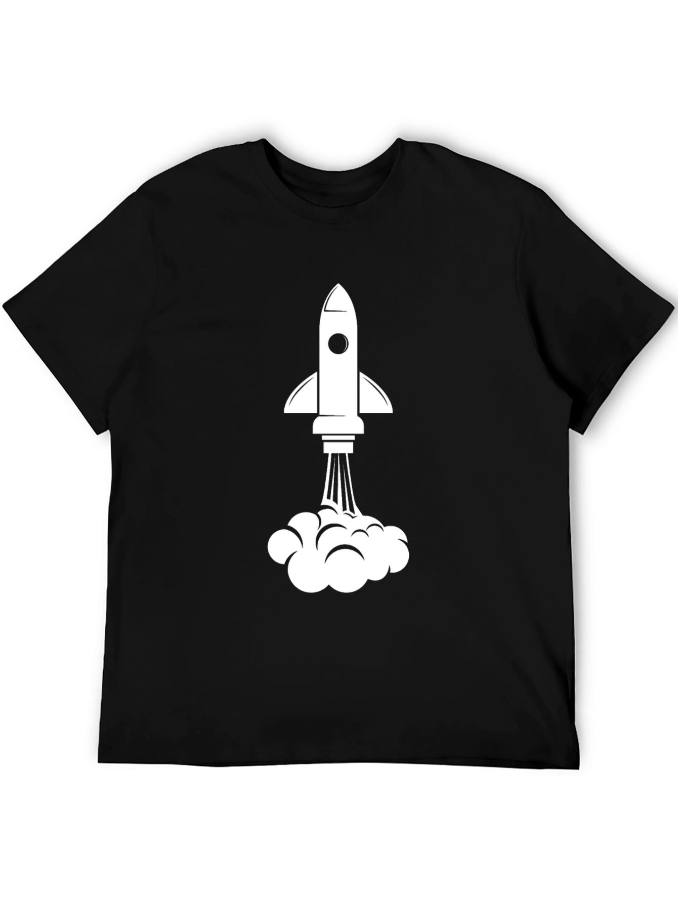Rocket Launch Graphic Tee - Black Cotton T-Shirt