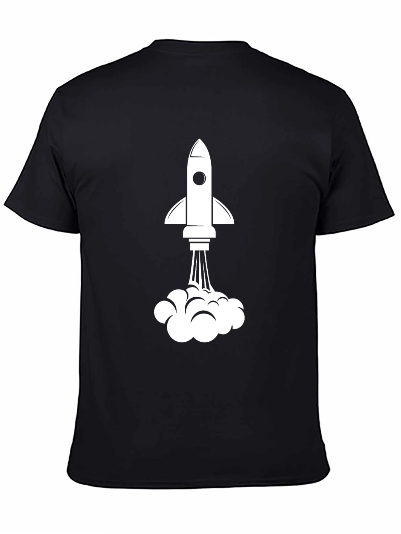 Rocket Launch Graphic Tee - Black Cotton T-Shirt