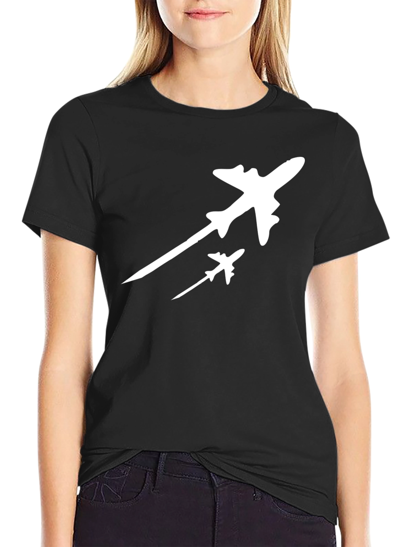 Aviation Silhouette Graphic Tee - Black