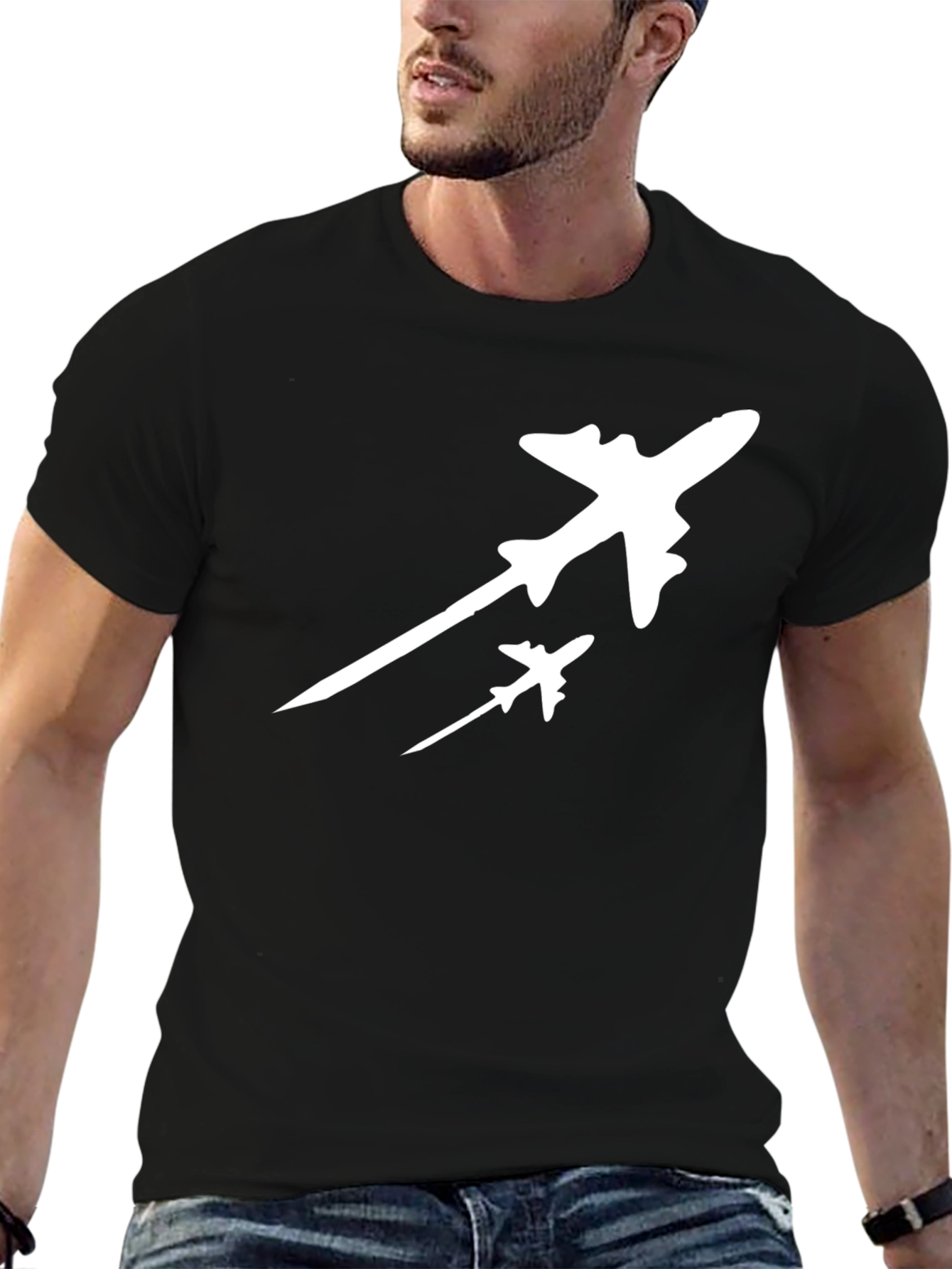 Aviation Silhouette Graphic Tee - Black