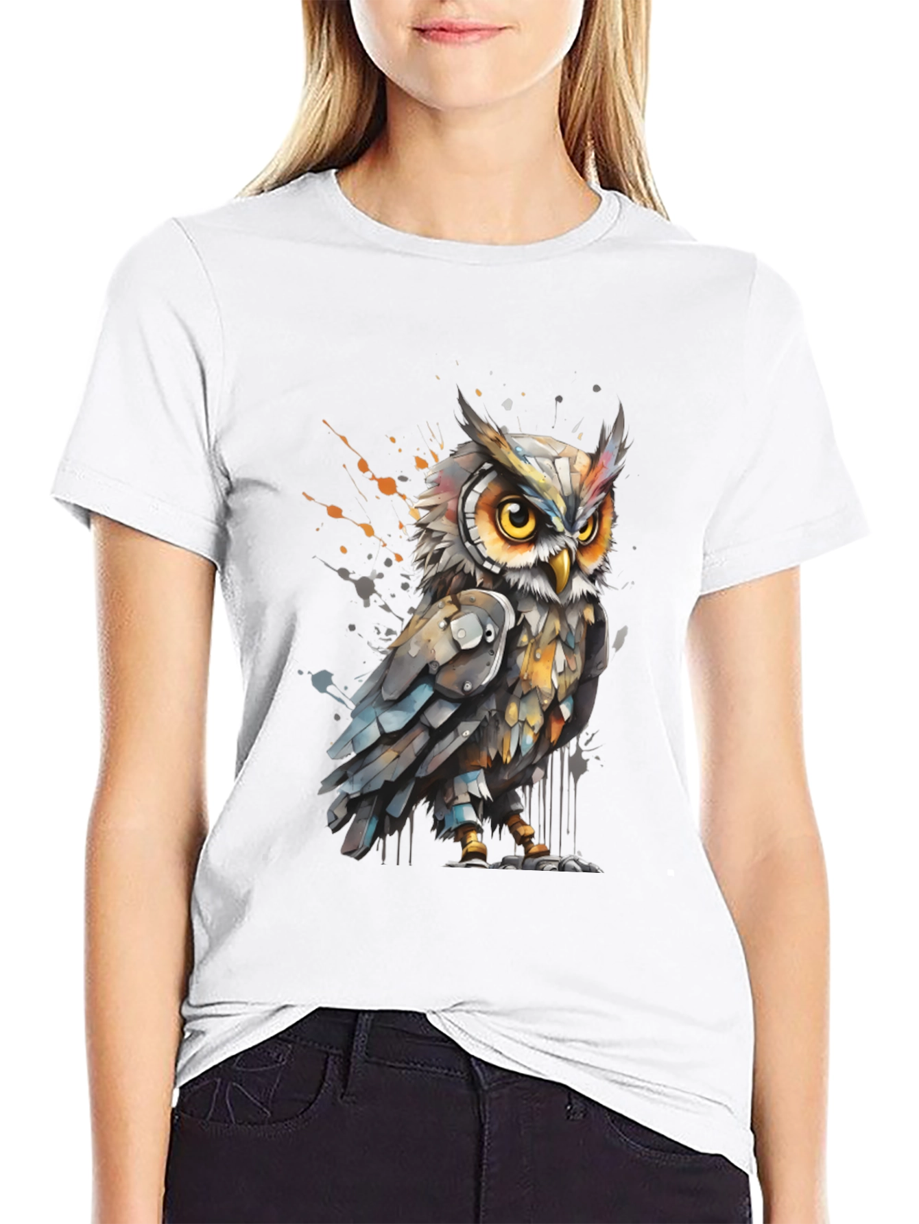 Artistic Owl Graphic Tee - Cool Bird T-Shirt