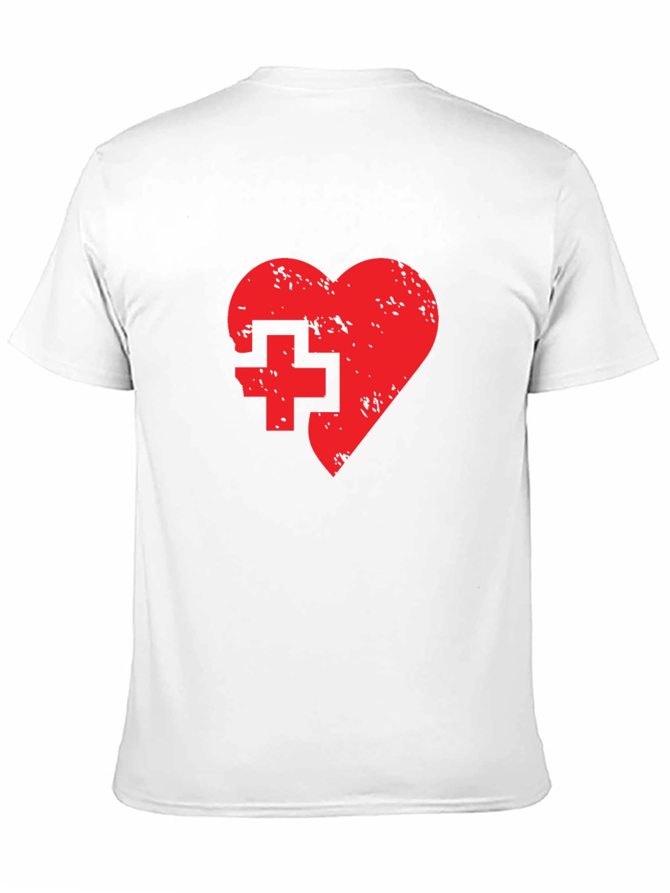 Red Heart & Cross Graphic Black T-Shirt