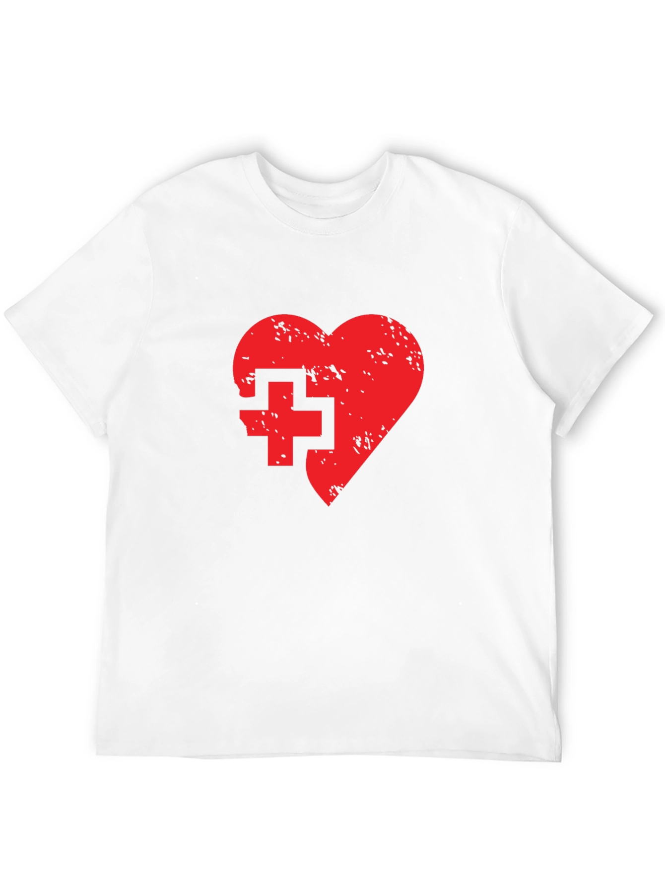 Red Heart & Cross Graphic Black T-Shirt