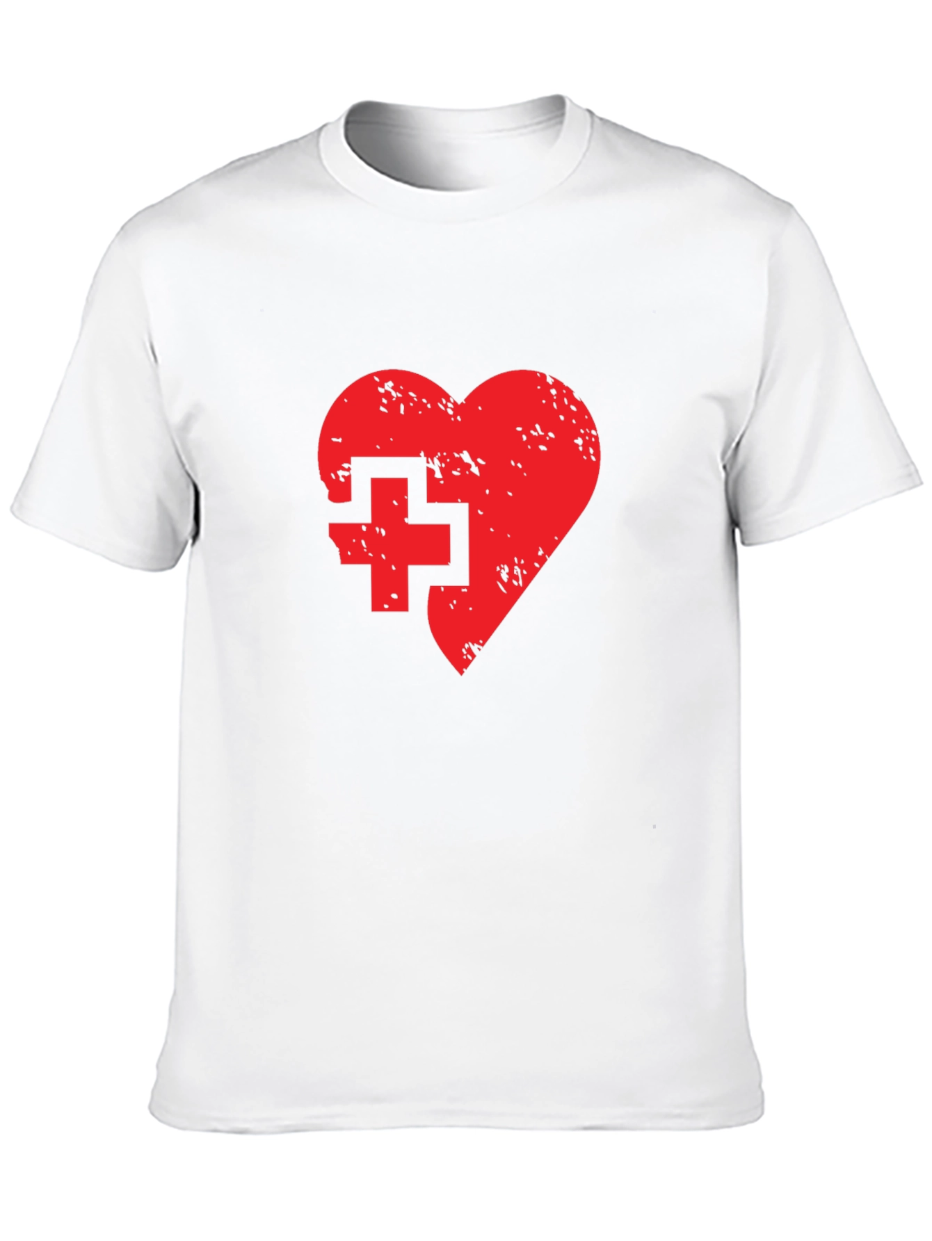 Red Heart & Cross Graphic Black T-Shirt