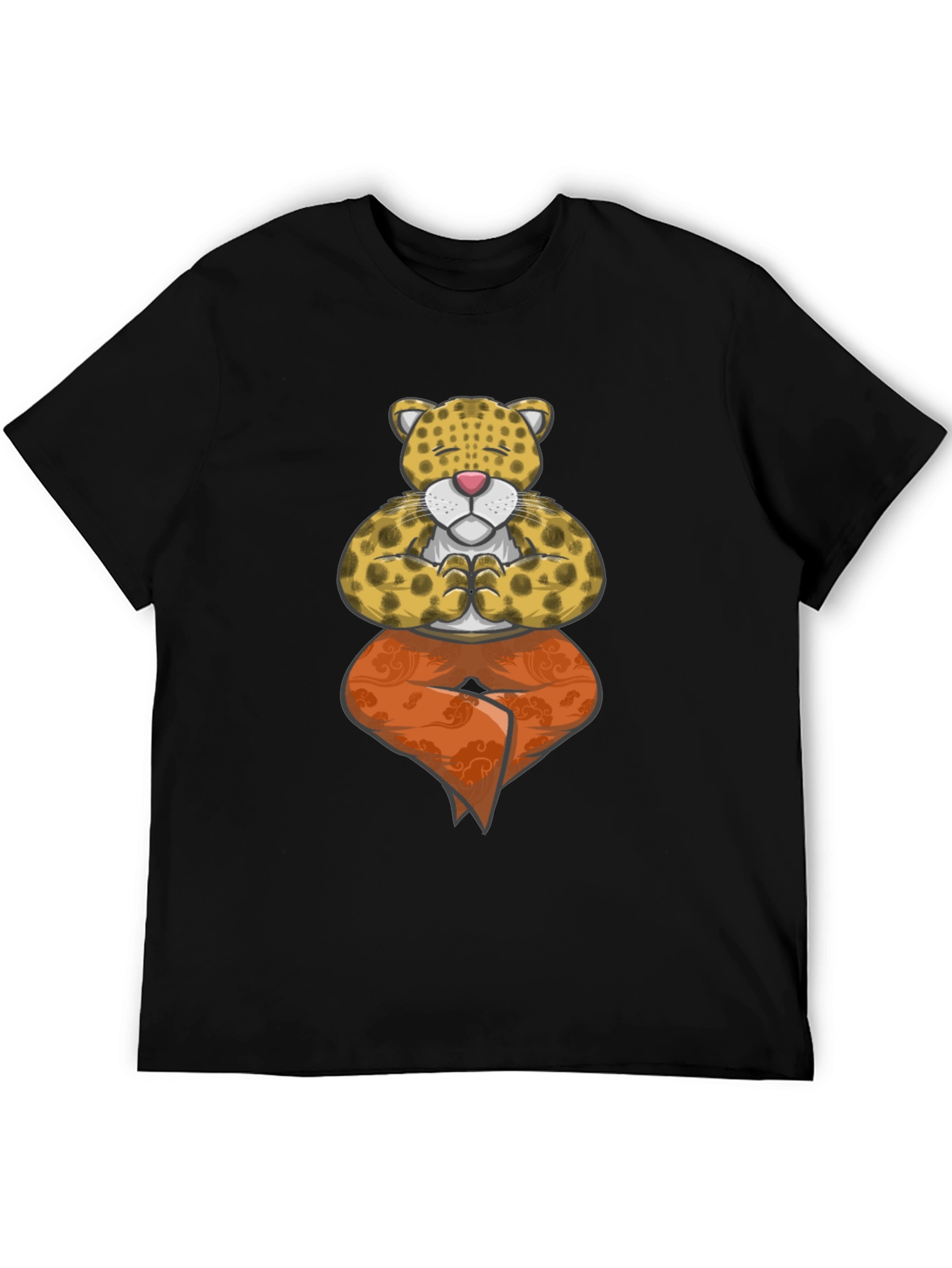 Yoga Leopard Graphic T-Shirt - Meditating Feline