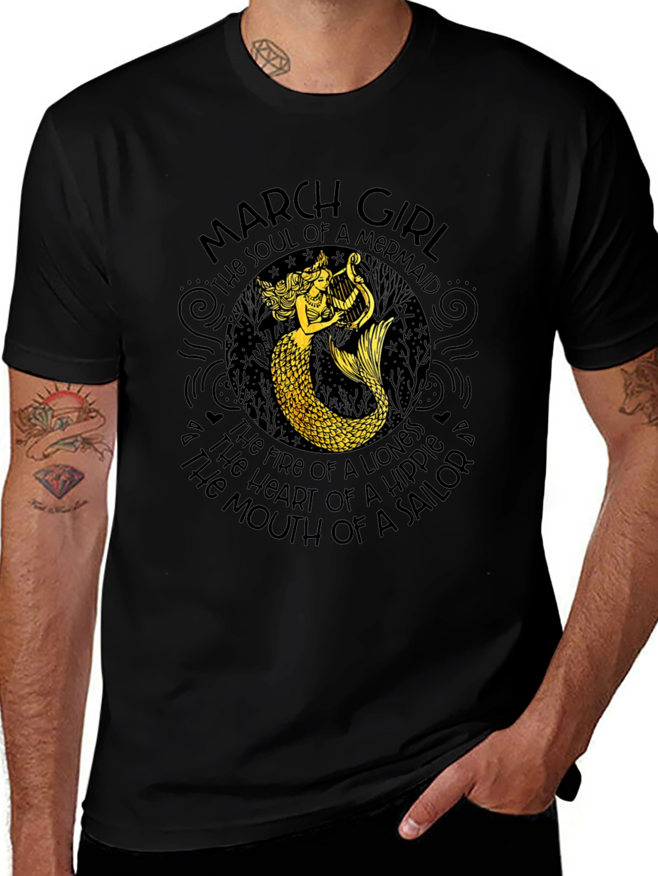 March Girl Mermaid Graphic T-Shirt