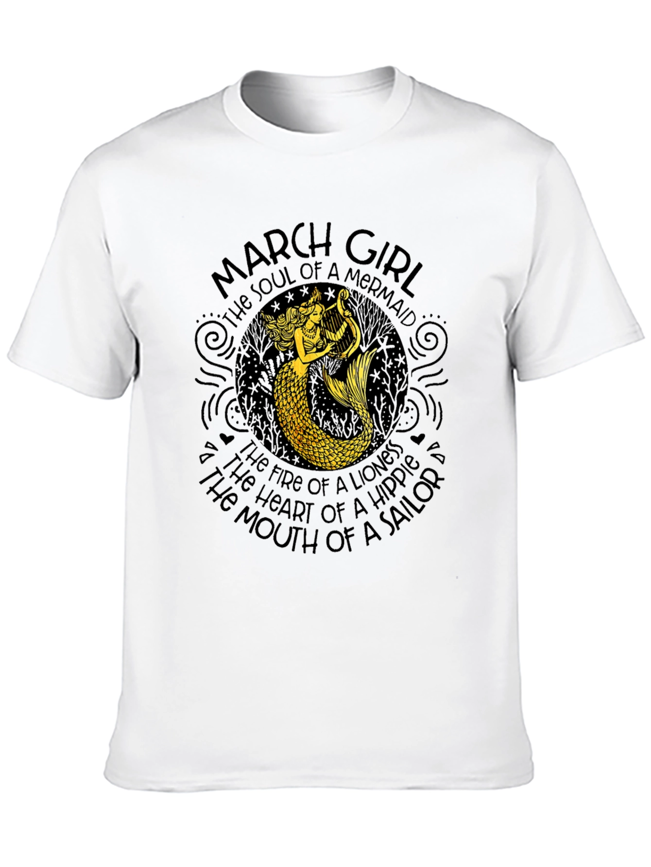 March Girl Mermaid Graphic T-Shirt