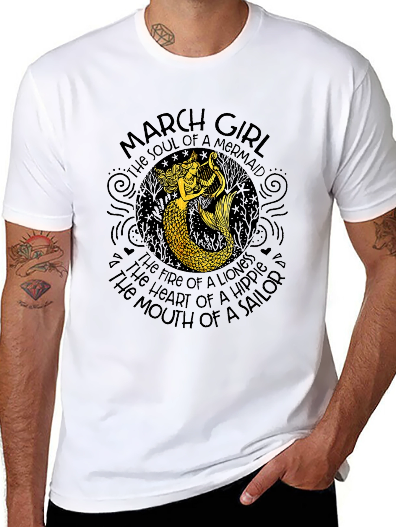 March Girl Mermaid Graphic T-Shirt