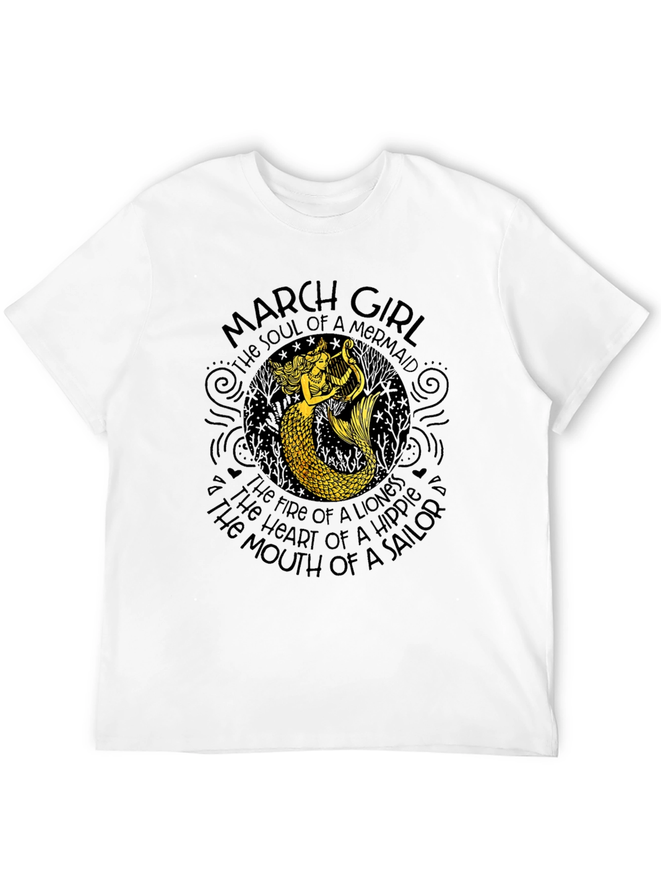 March Girl Mermaid Graphic T-Shirt