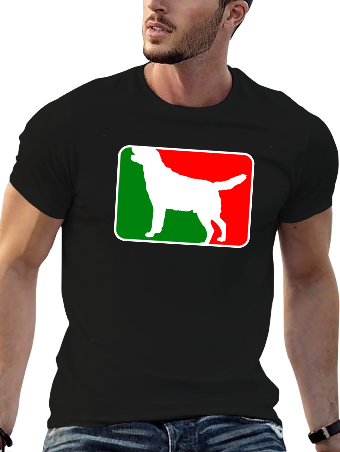 Dog Silhouette Graphic Tee - Black Cotton Blend
