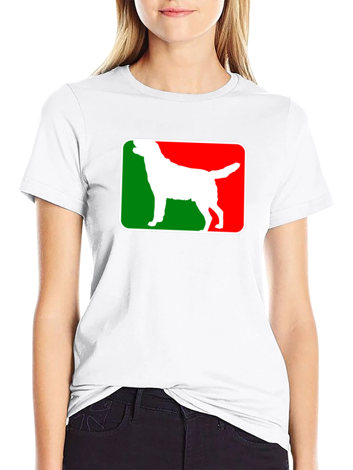 Dog Silhouette Graphic Tee - Black Cotton Blend