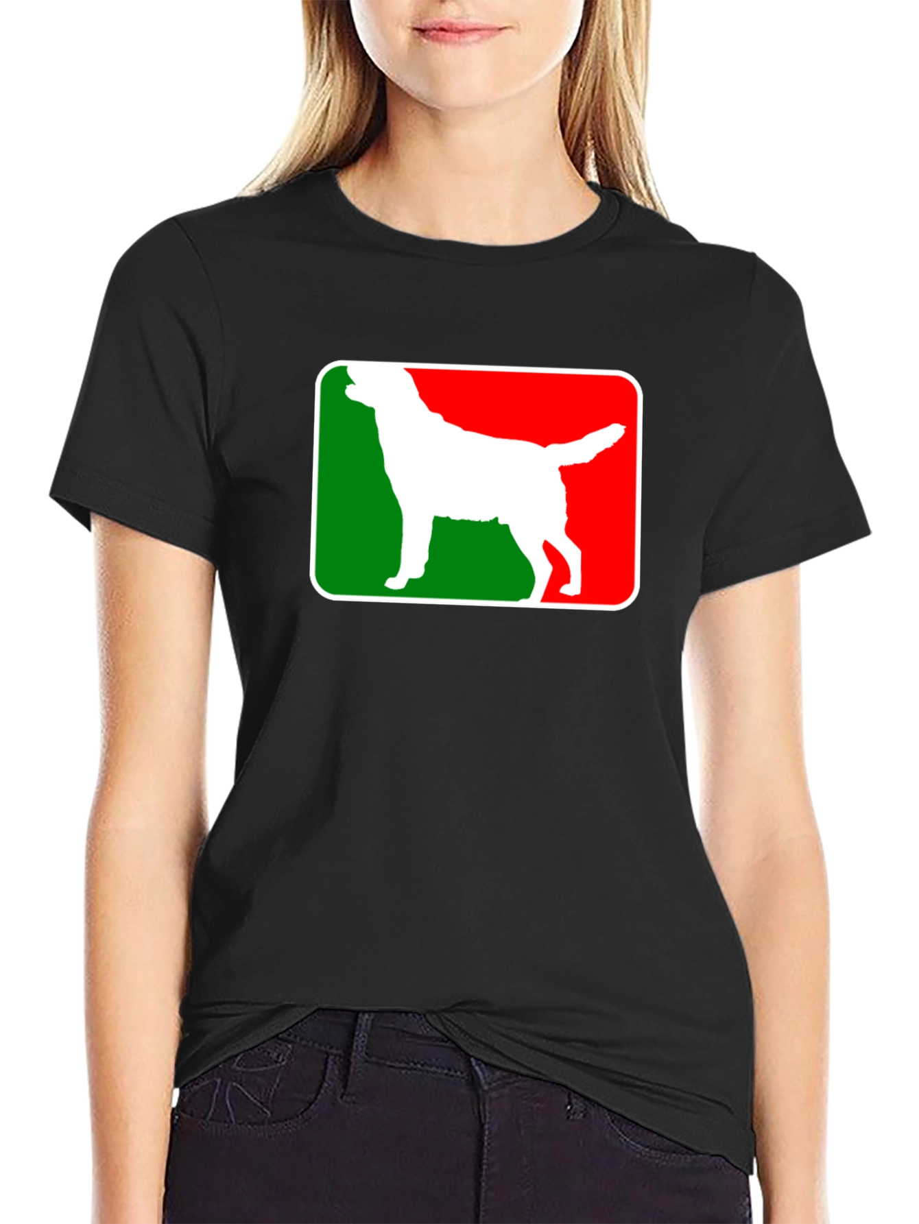 Dog Silhouette Graphic Tee - Black Cotton Blend