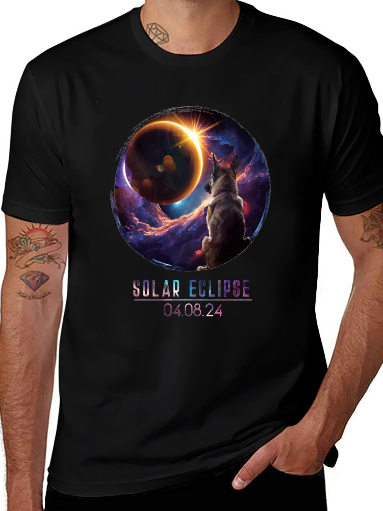 Solar Eclipse Dog Graphic T-Shirt