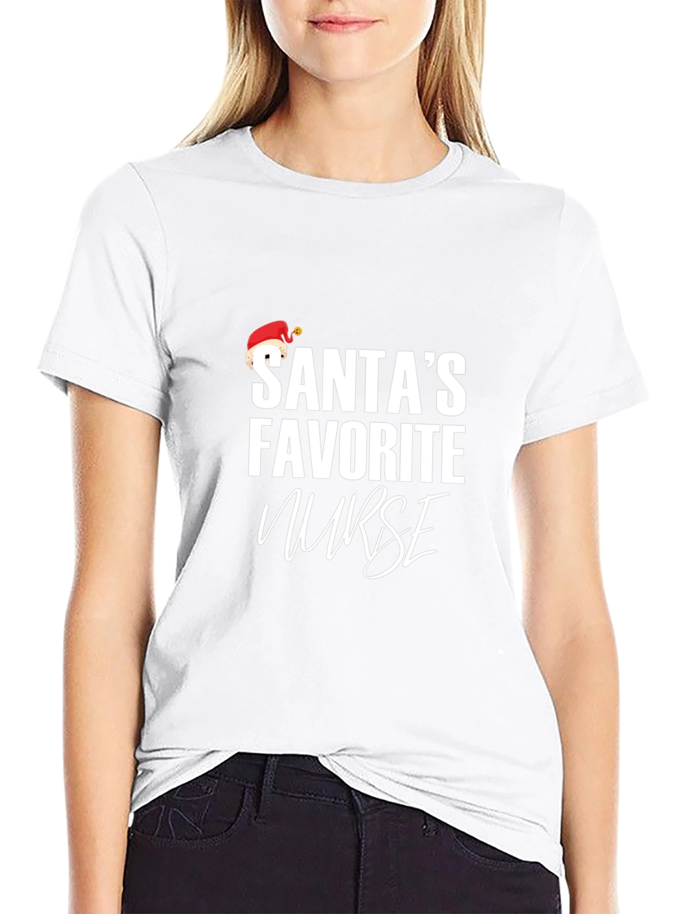 Santas Favorite Nurse Black T-Shirt