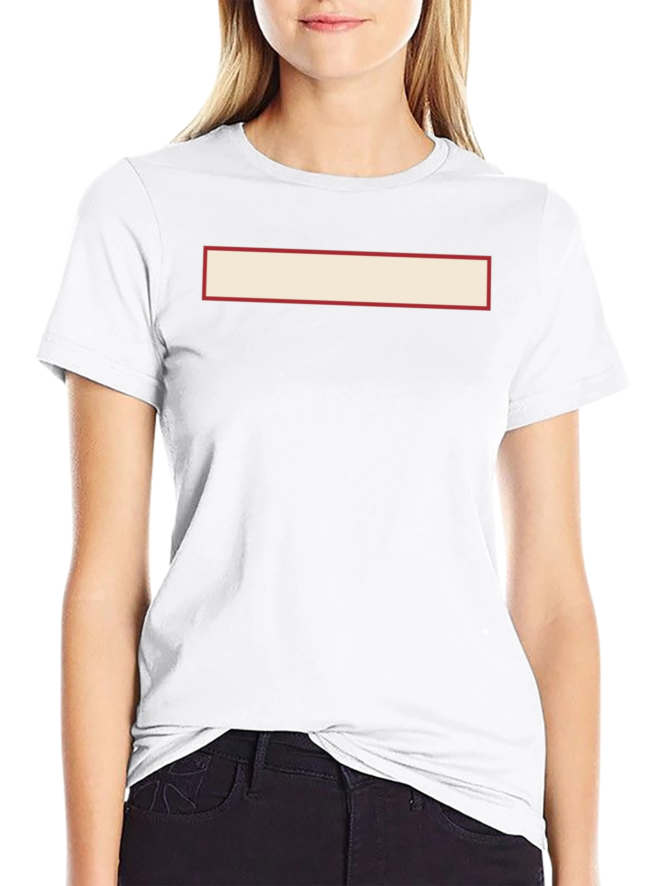 Black Crew Neck T-Shirt with Customizable Rectangle