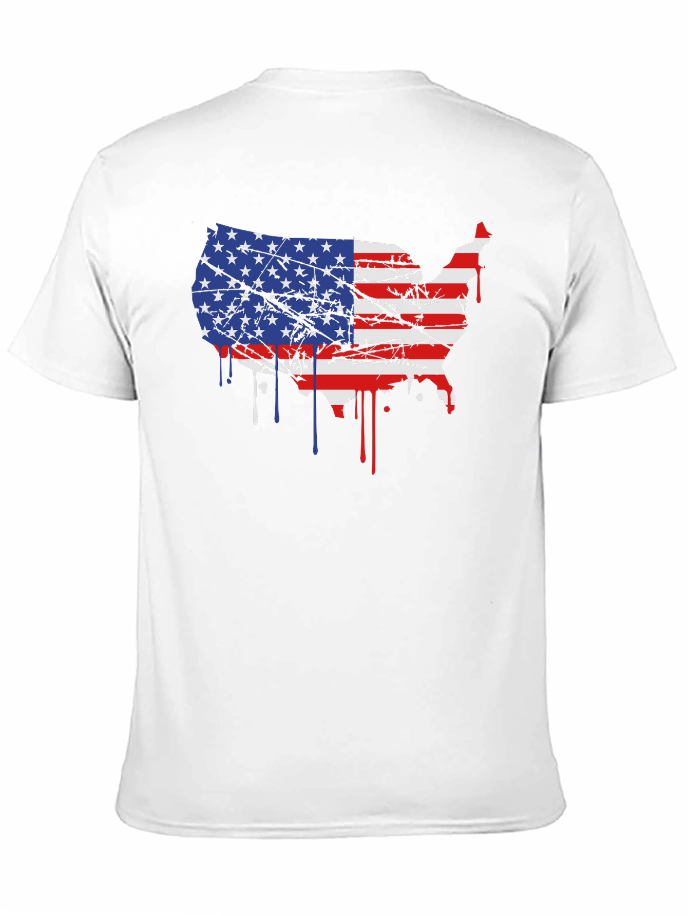 USA Flag Map Mens Black T-Shirt