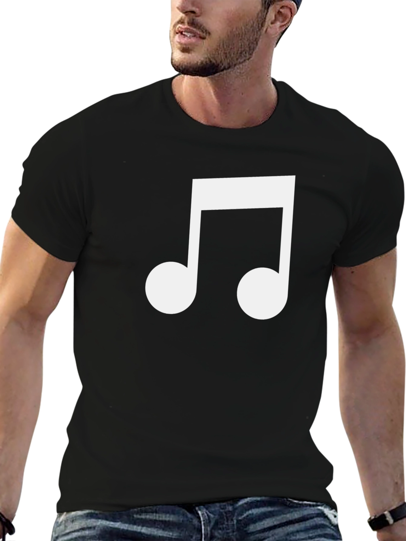 Musical Note Graphic Tee - Black