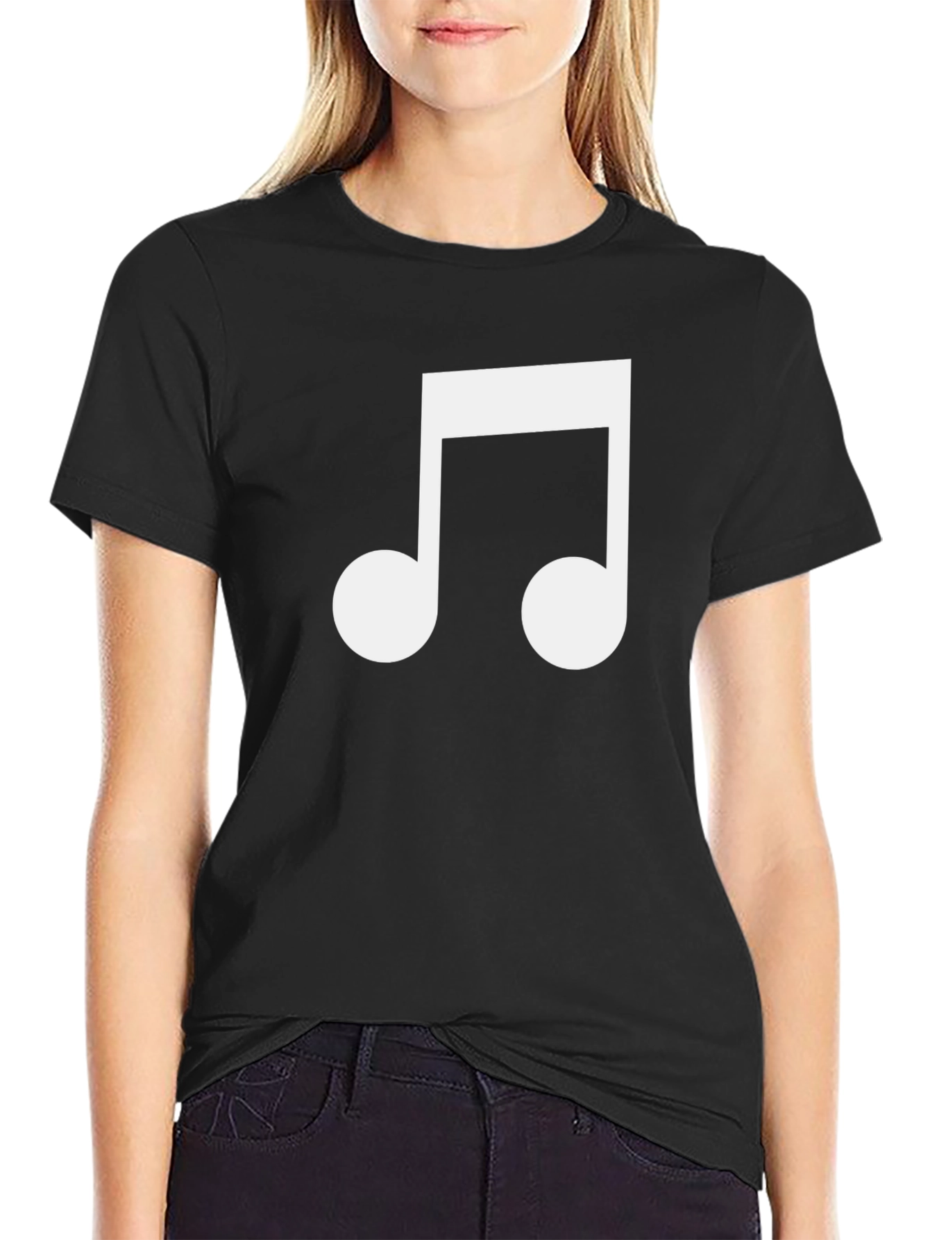 Musical Note Graphic Tee - Black