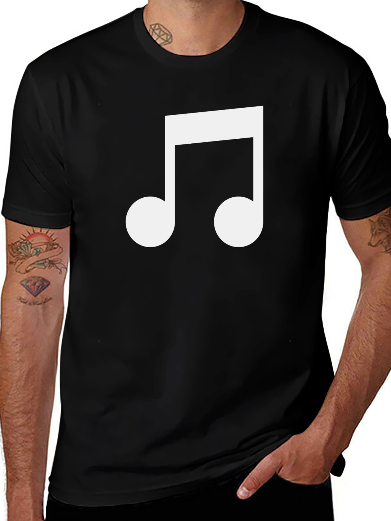 Musical Note Graphic Tee - Black