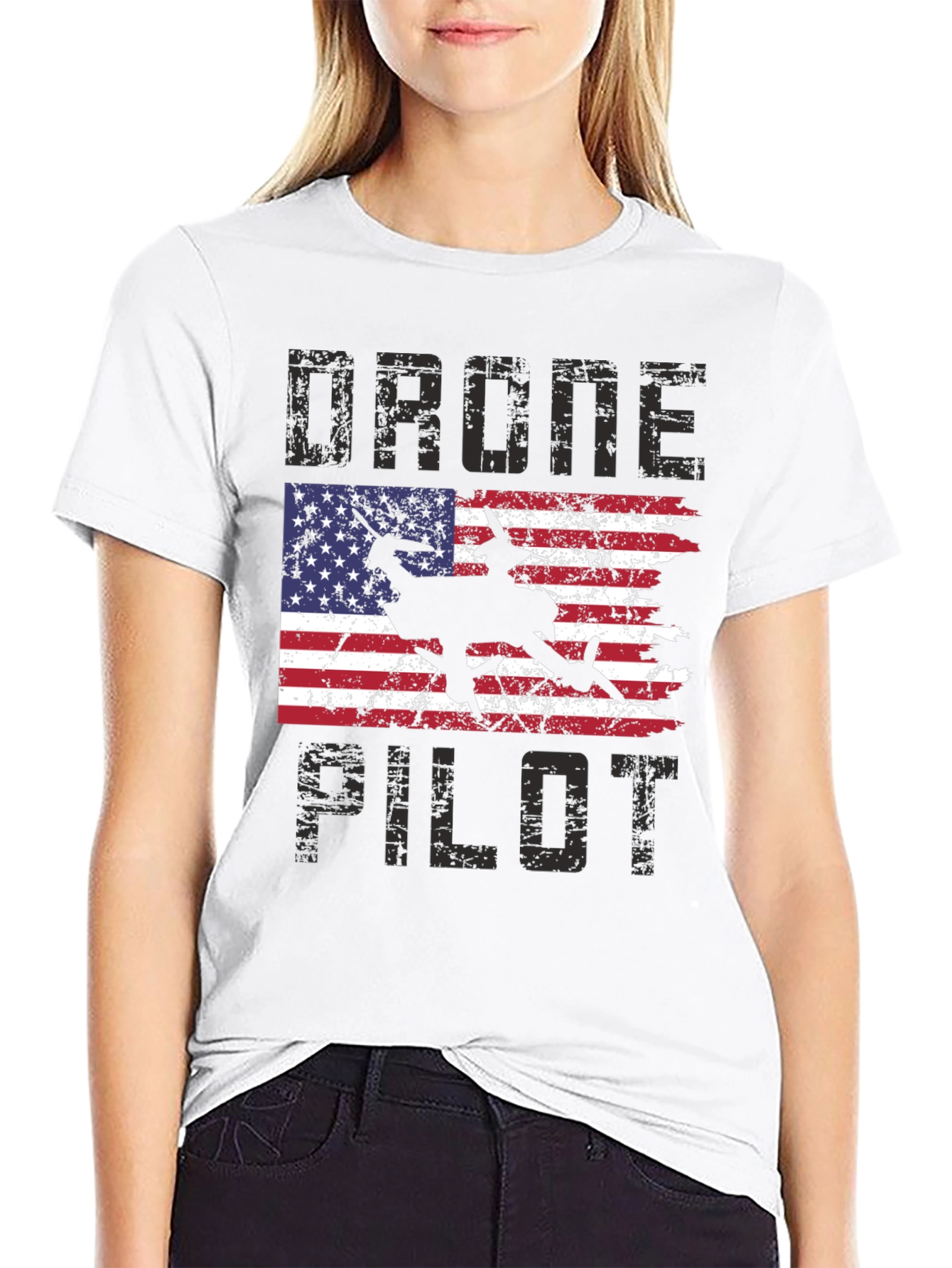 Drone Pilot American Flag Graphic T-Shirt