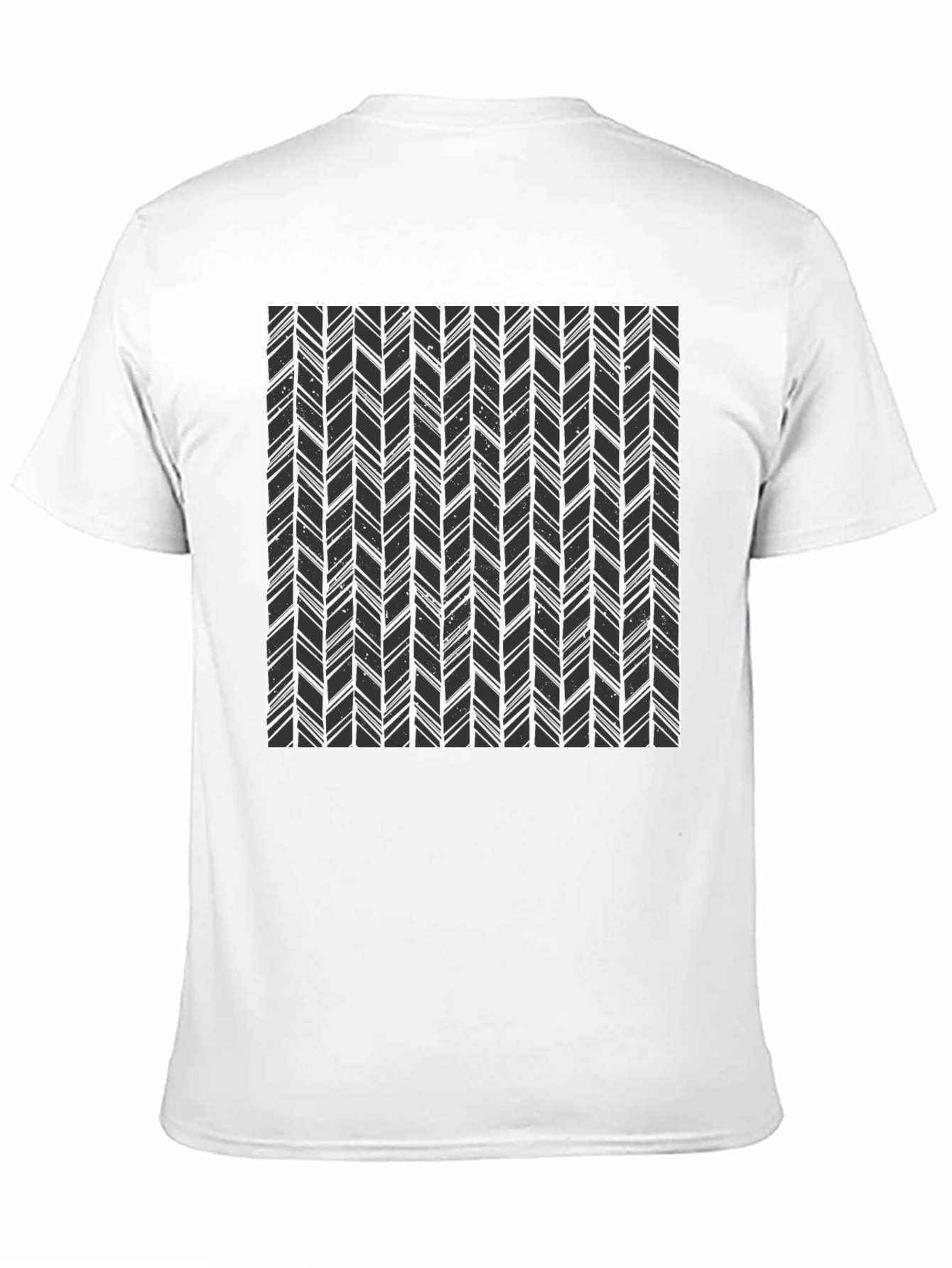 Modern Herringbone Pattern Black T-Shirt