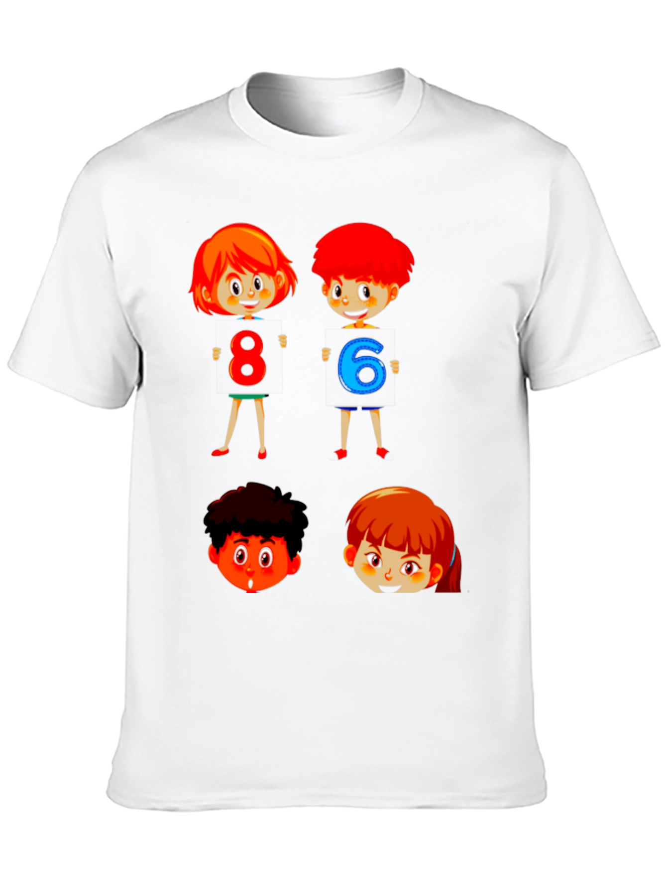 Cartoon Numbers Kids Black T-Shirt