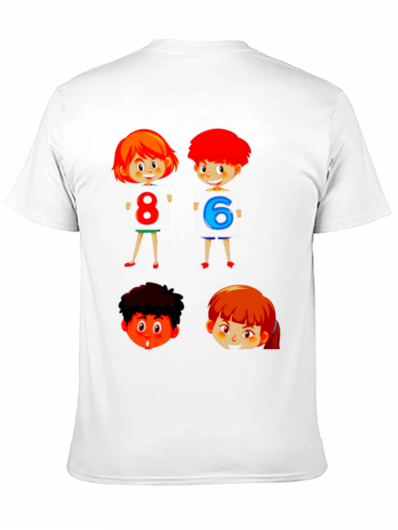 Cartoon Numbers Kids Black T-Shirt