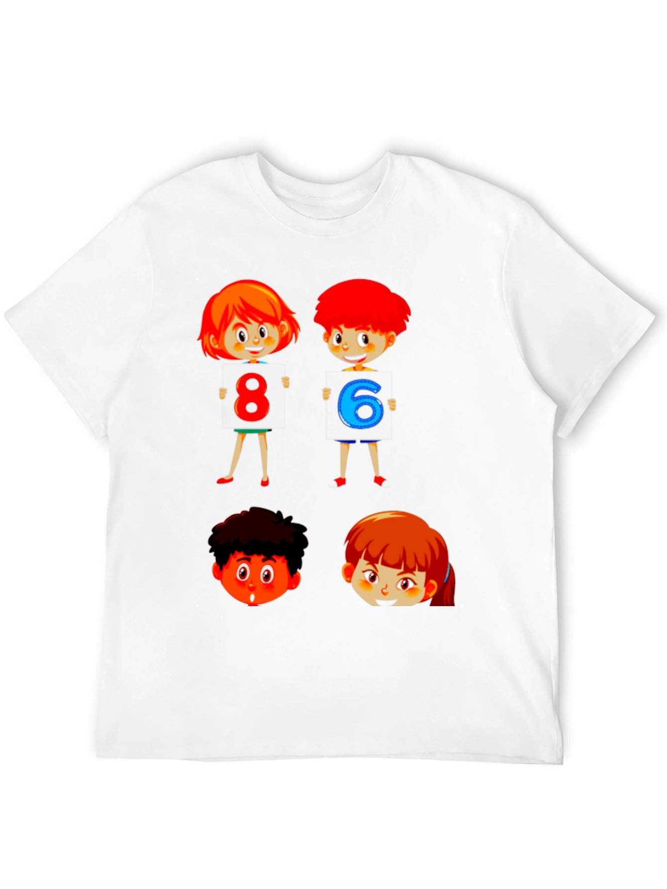 Cartoon Numbers Kids Black T-Shirt