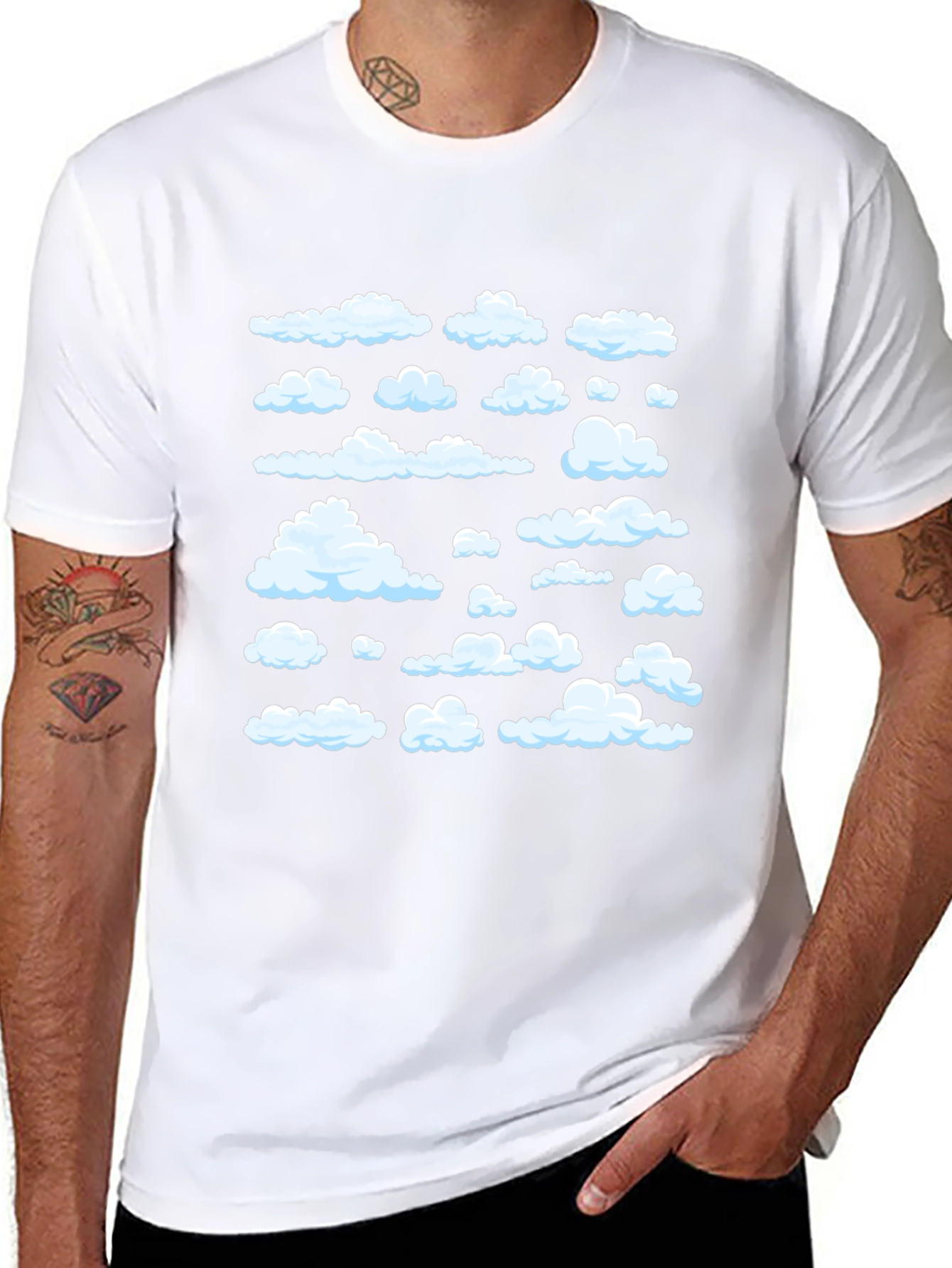 Cloud Pattern Black T-Shirt