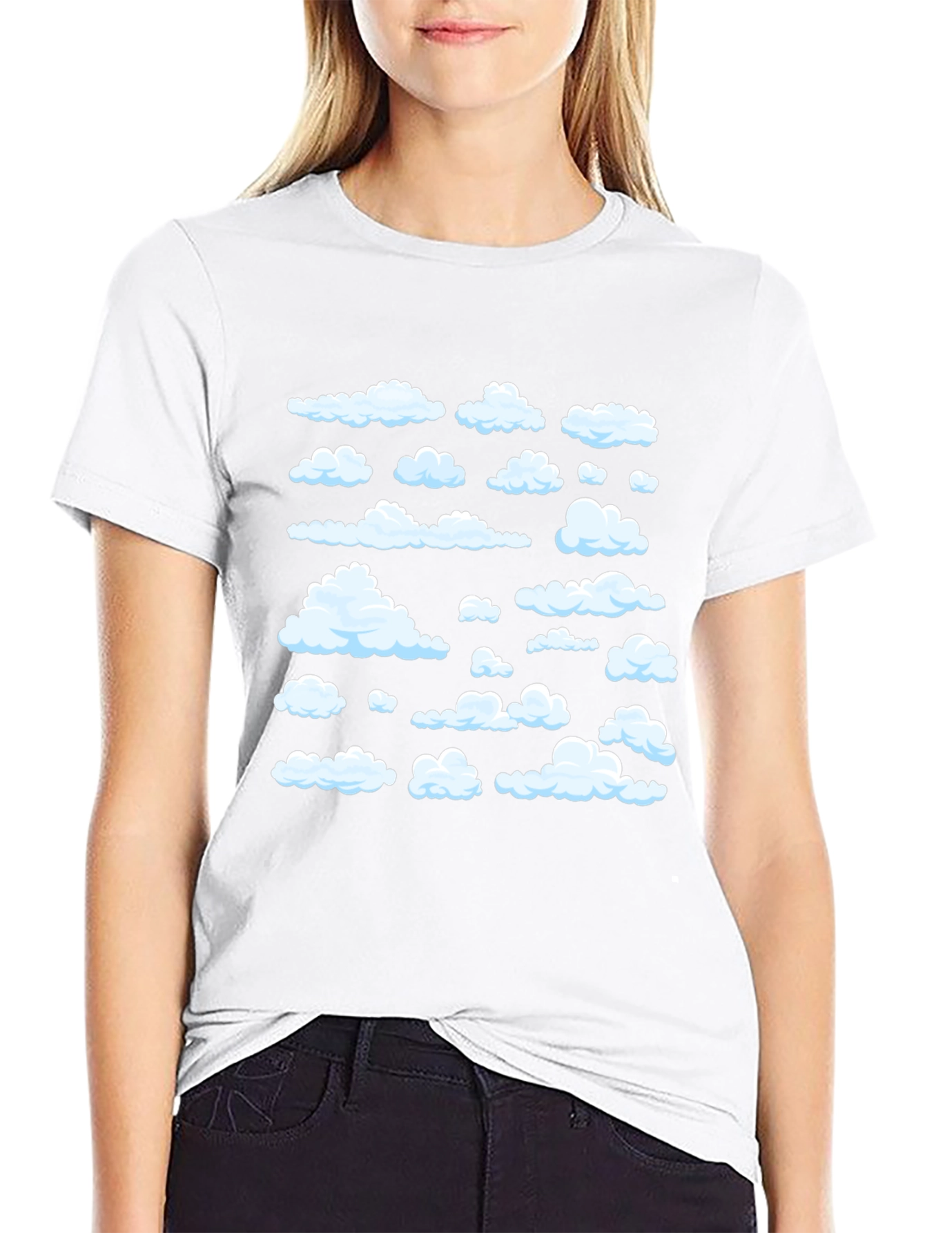 Cloud Pattern Black T-Shirt