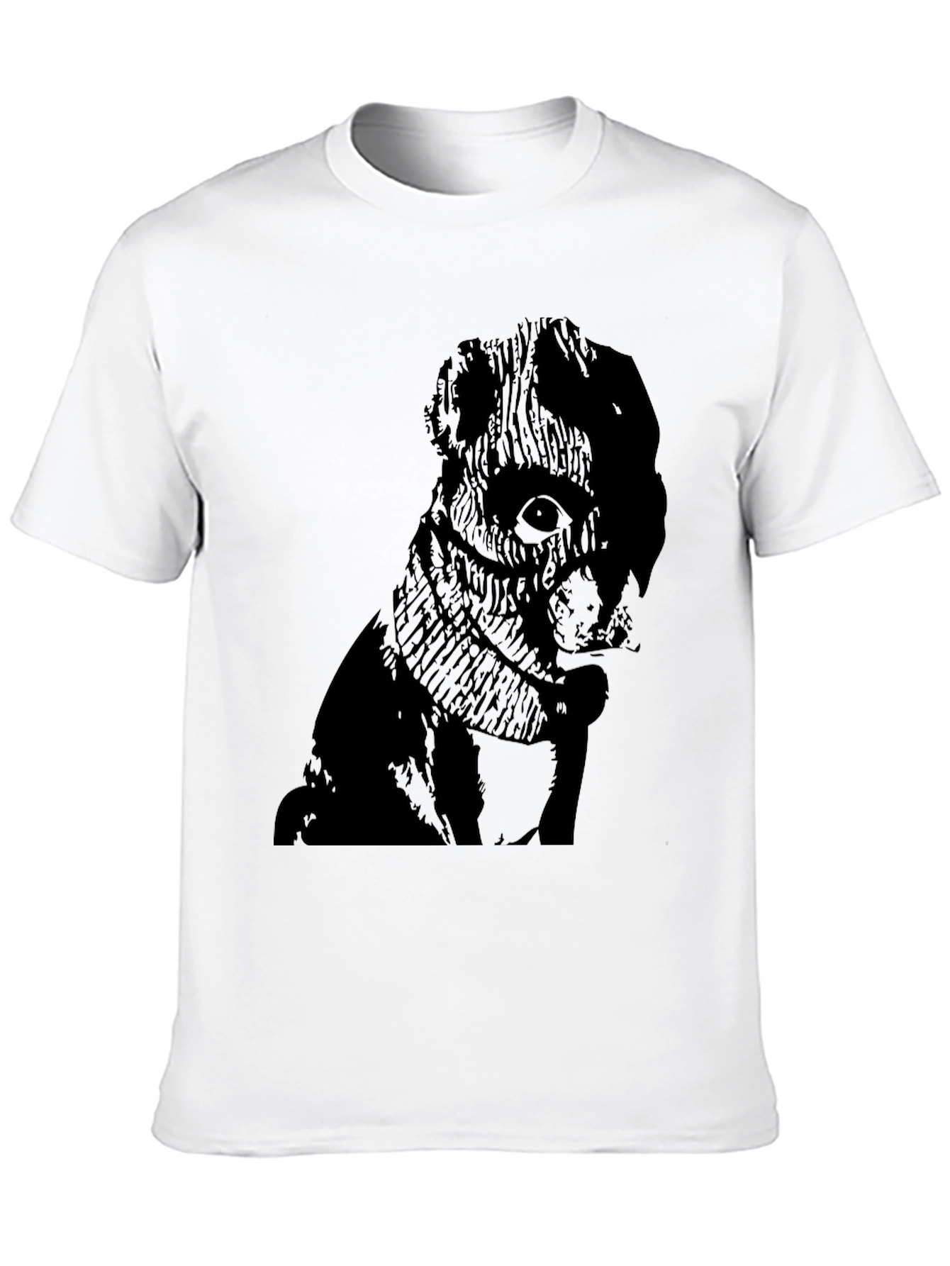 Mens Black Graphic Tee - Pug Design