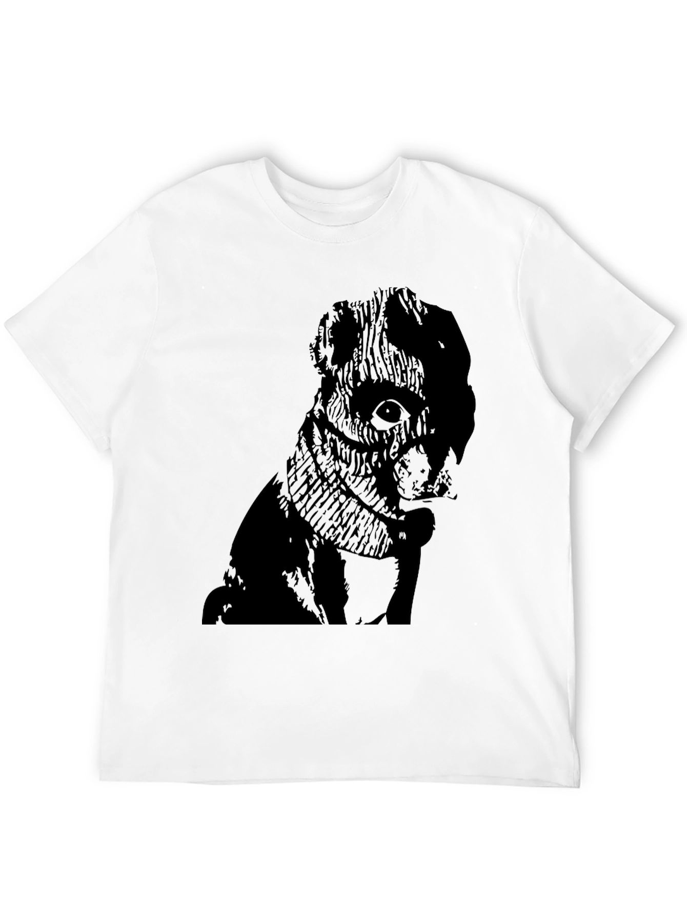 Mens Black Graphic Tee - Pug Design