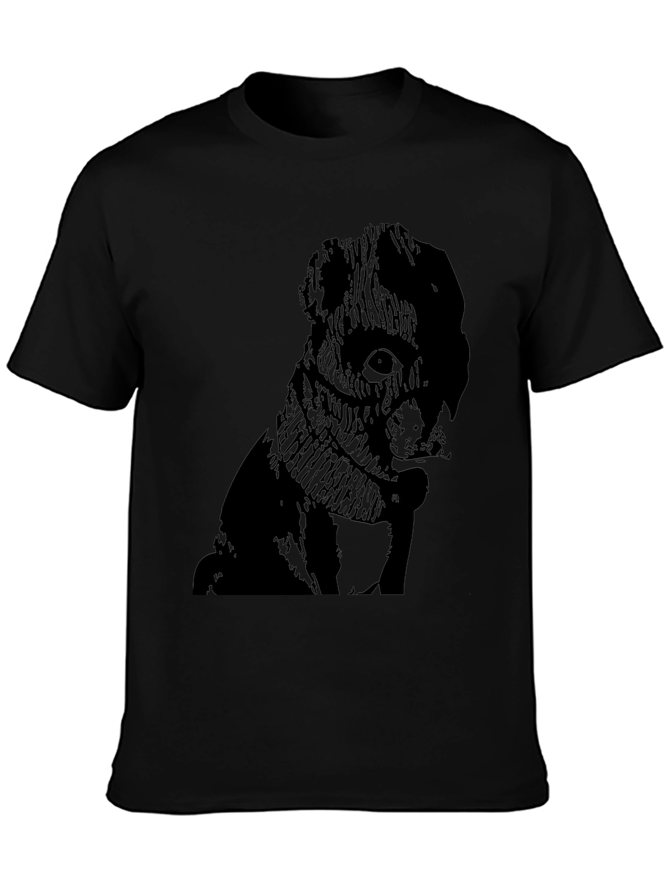 Mens Black Graphic Tee - Pug Design