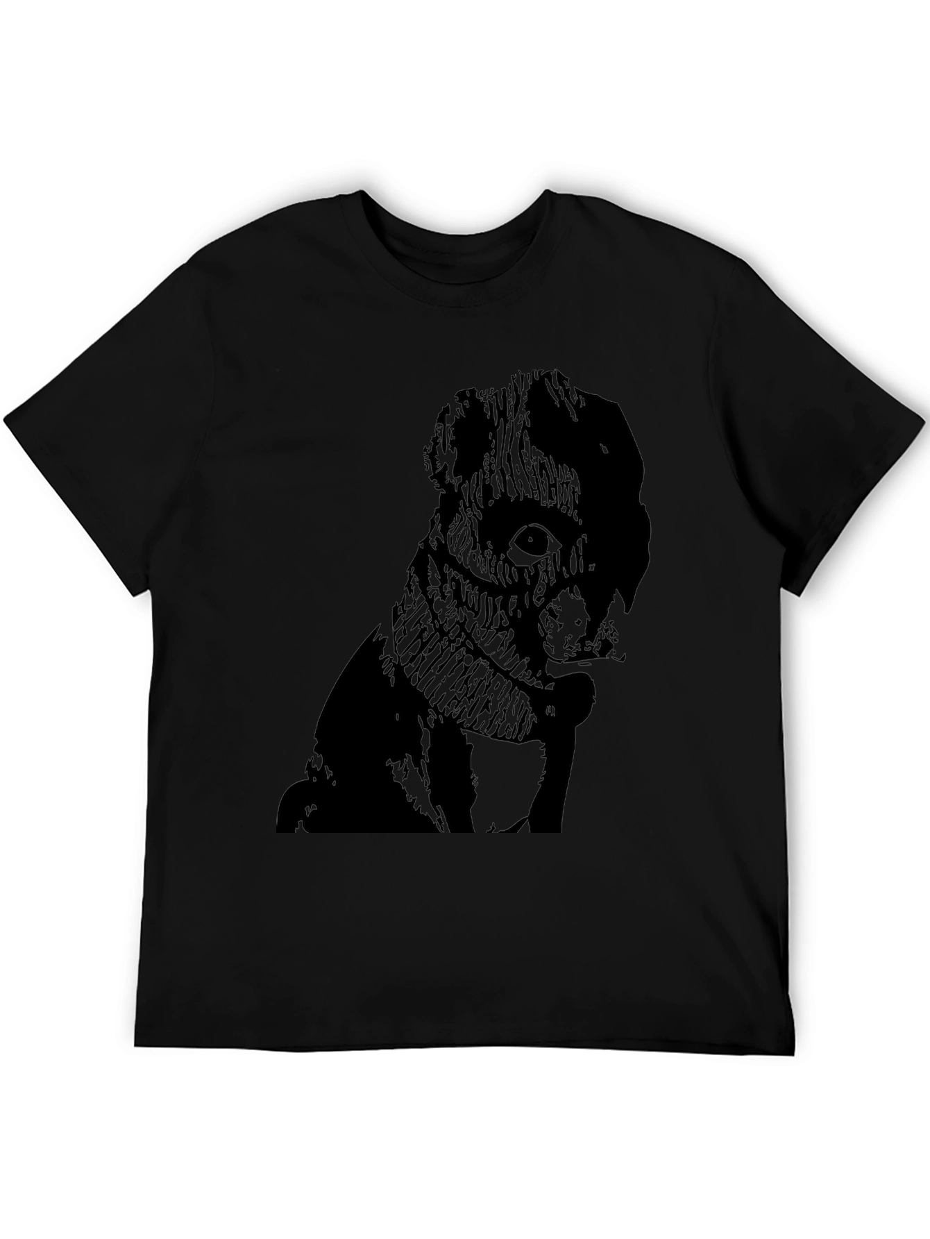 Mens Black Graphic Tee - Pug Design