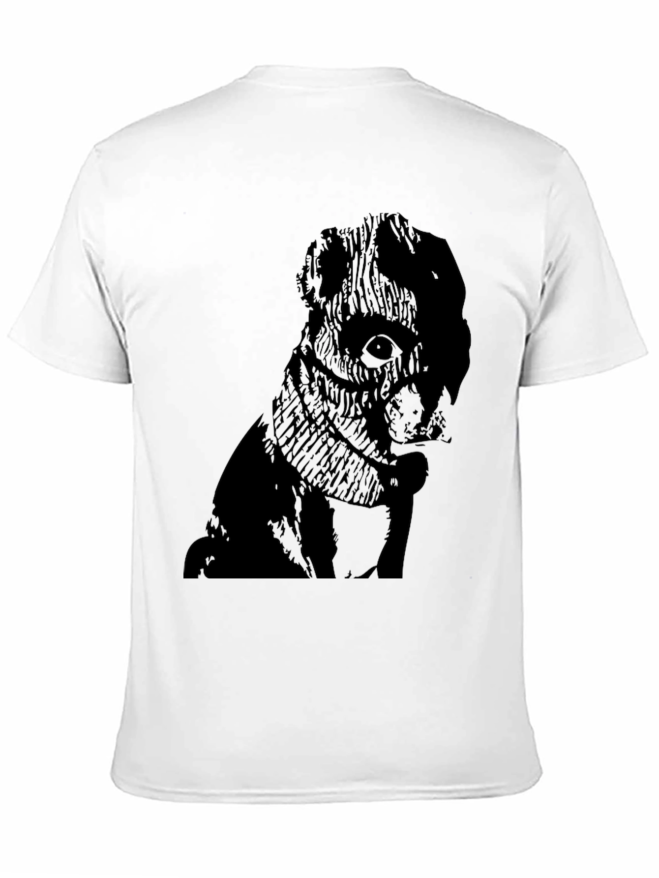 Mens Black Graphic Tee - Pug Design