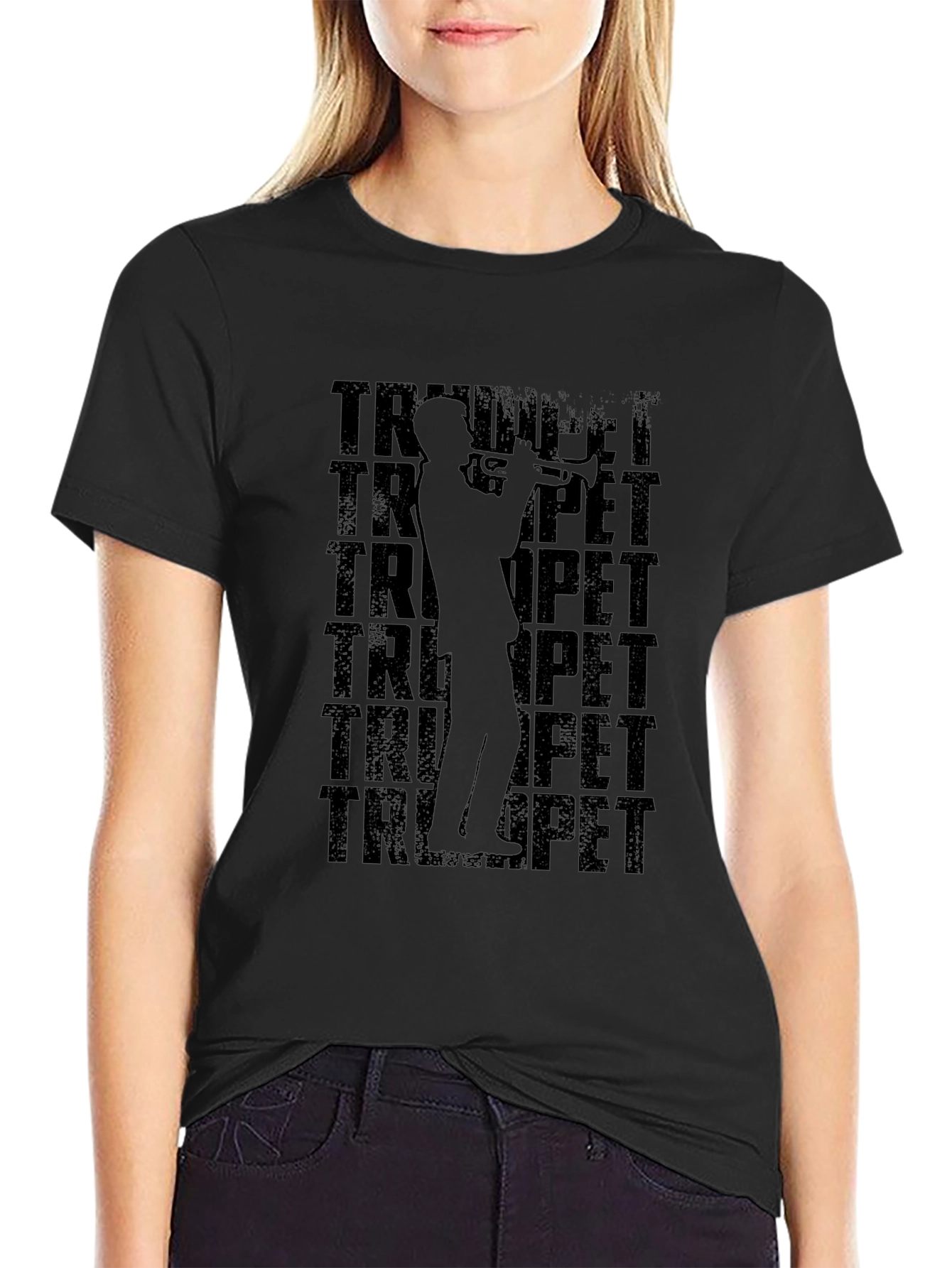 Trumpet Player Graphic Black T-Shirt