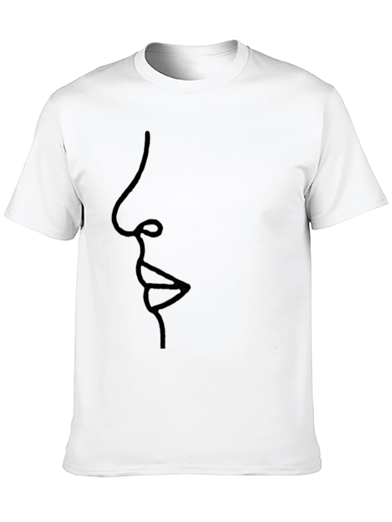 Minimalist Line Art Face Black T-Shirt