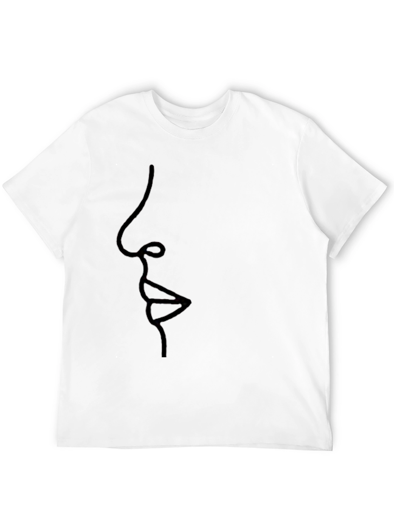 Minimalist Line Art Face Black T-Shirt