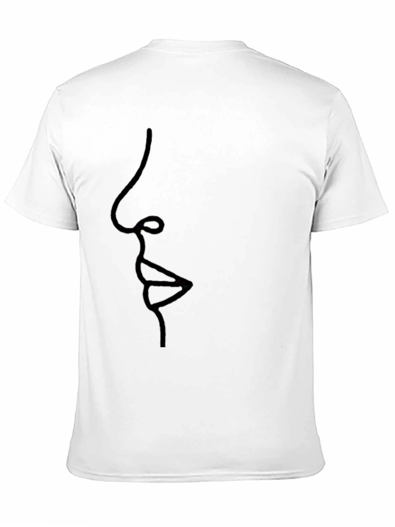 Minimalist Line Art Face Black T-Shirt