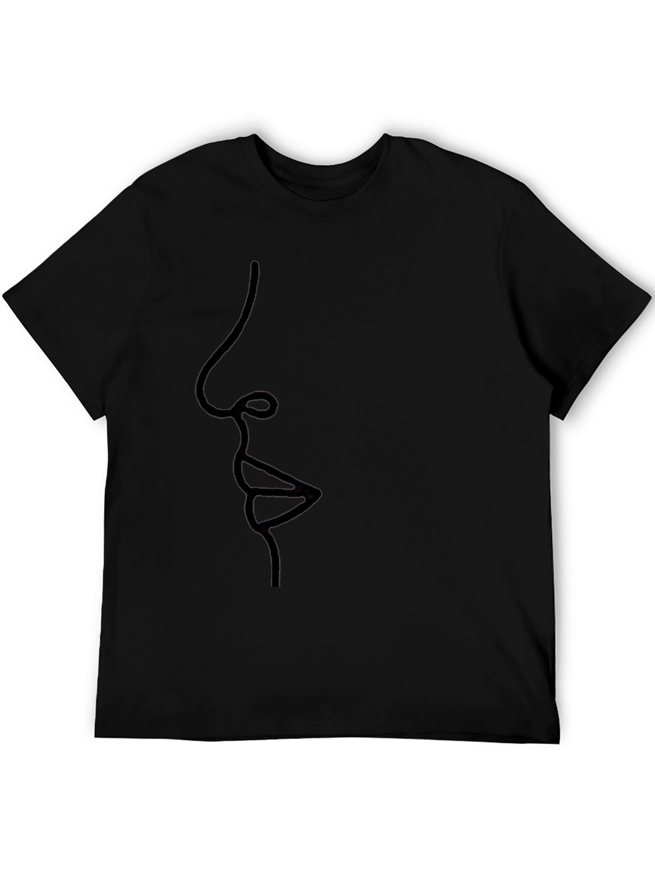 Minimalist Line Art Face Black T-Shirt