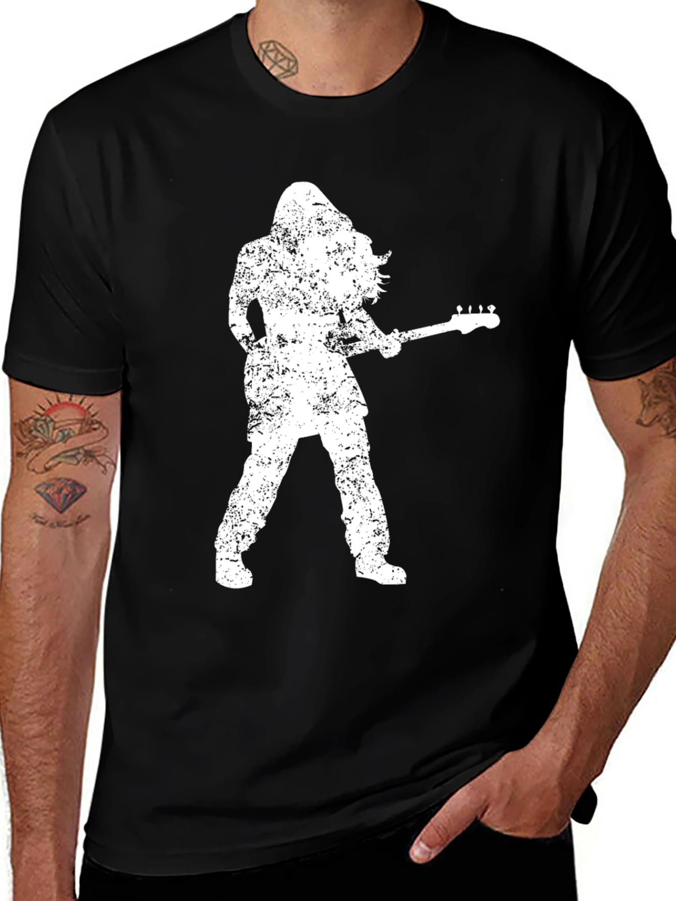 Rock n Roll Grunge Guitarist Graphic Tee