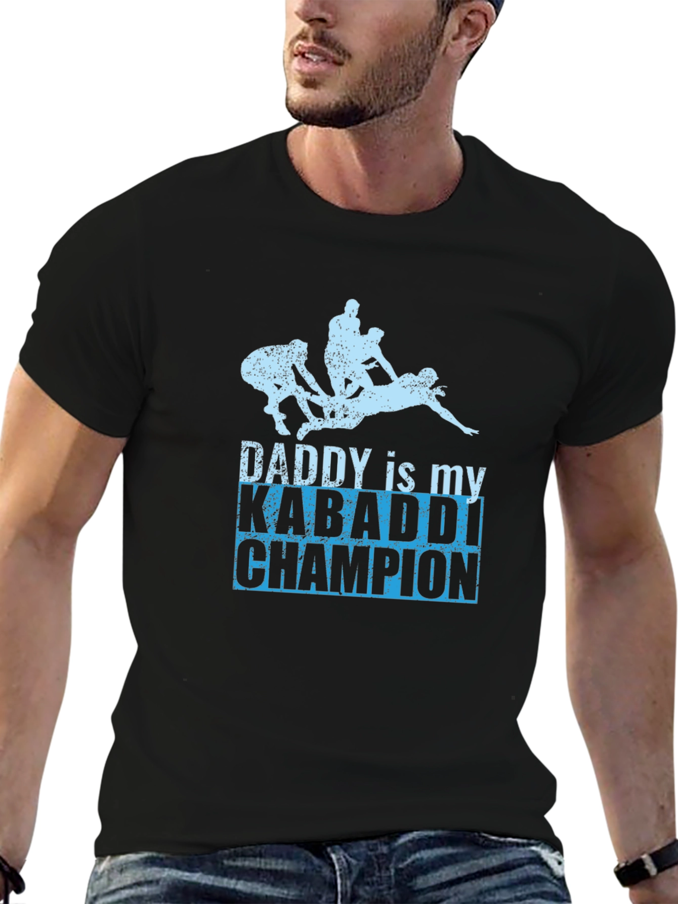 Daddy Kabaddi Champion Black T-Shirt