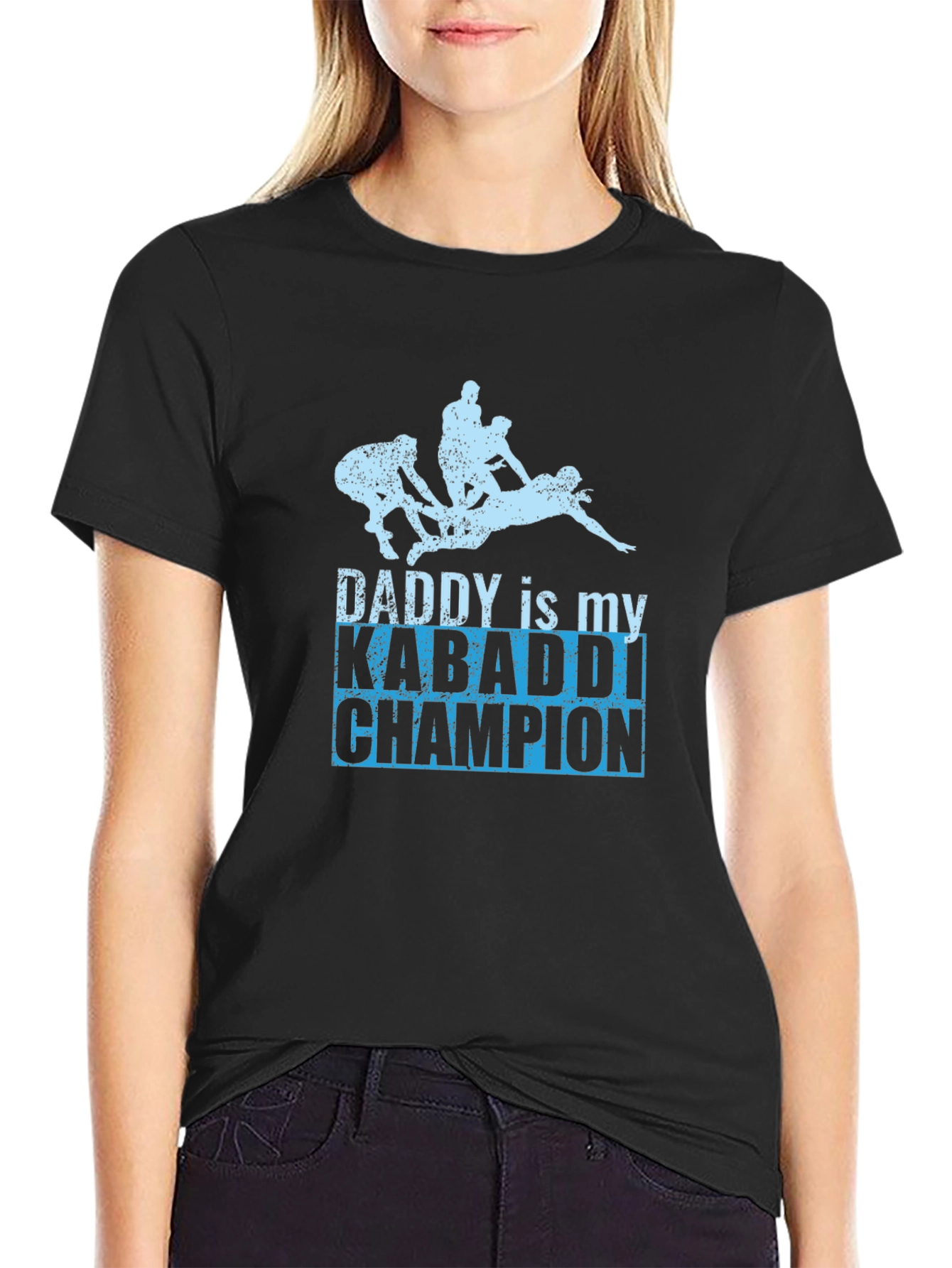 Daddy Kabaddi Champion Black T-Shirt